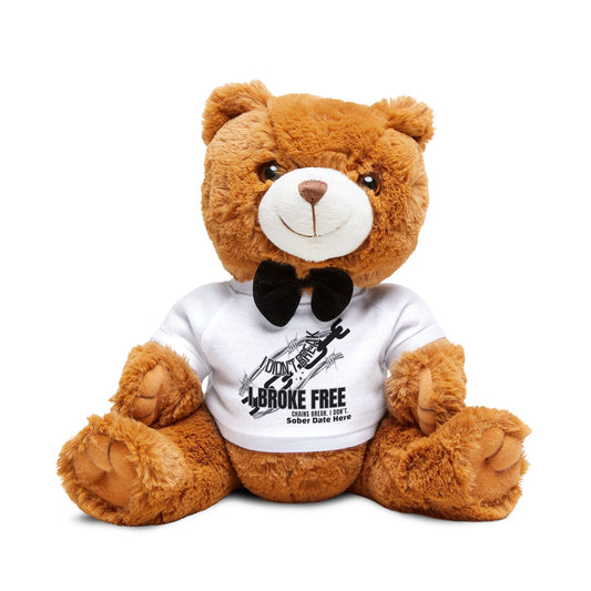 Black Chain Edition “I Broke Free” Recovery Teddy Bear – Custom Sobriety Date Plush (Limited Edition)