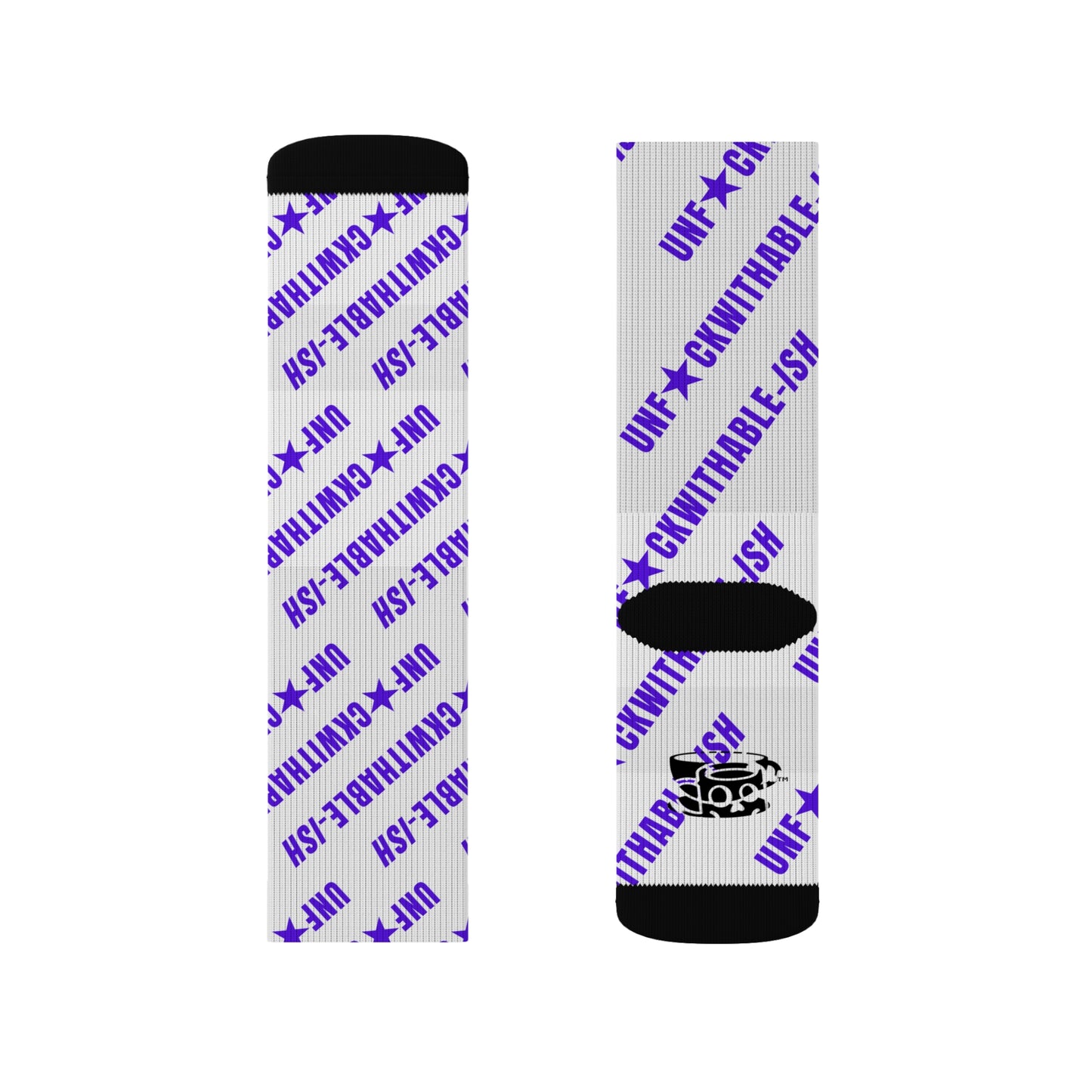 U★ckwithable-ish White & Purple Recycled Poly Crew Socks