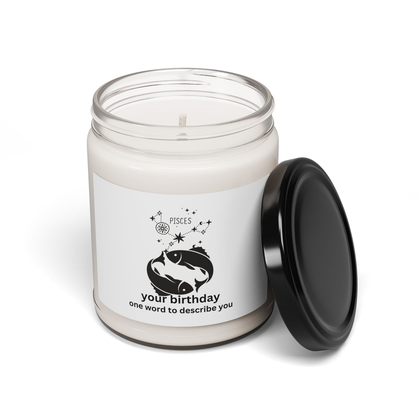 Customized Astrology Scented Soy Candle, Pisces Birthday