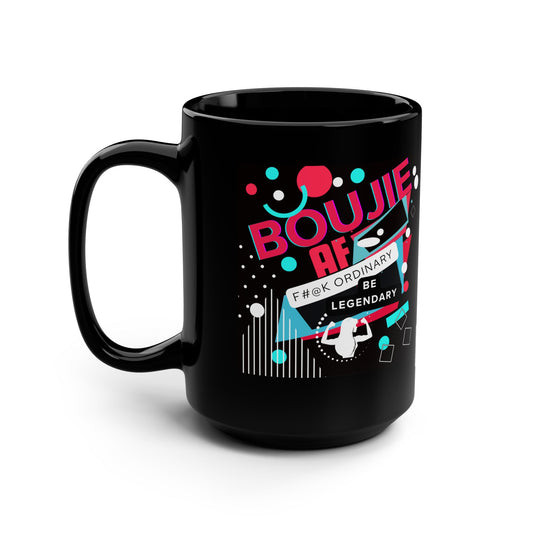 Inspirational Black Ceramic Mug 15, Boojie AF Be Legendary