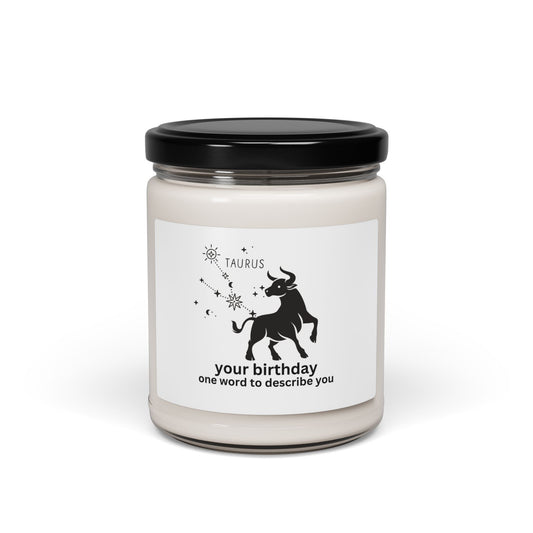 Customized Astrology Scented Soy Candle, Taurus Birthday