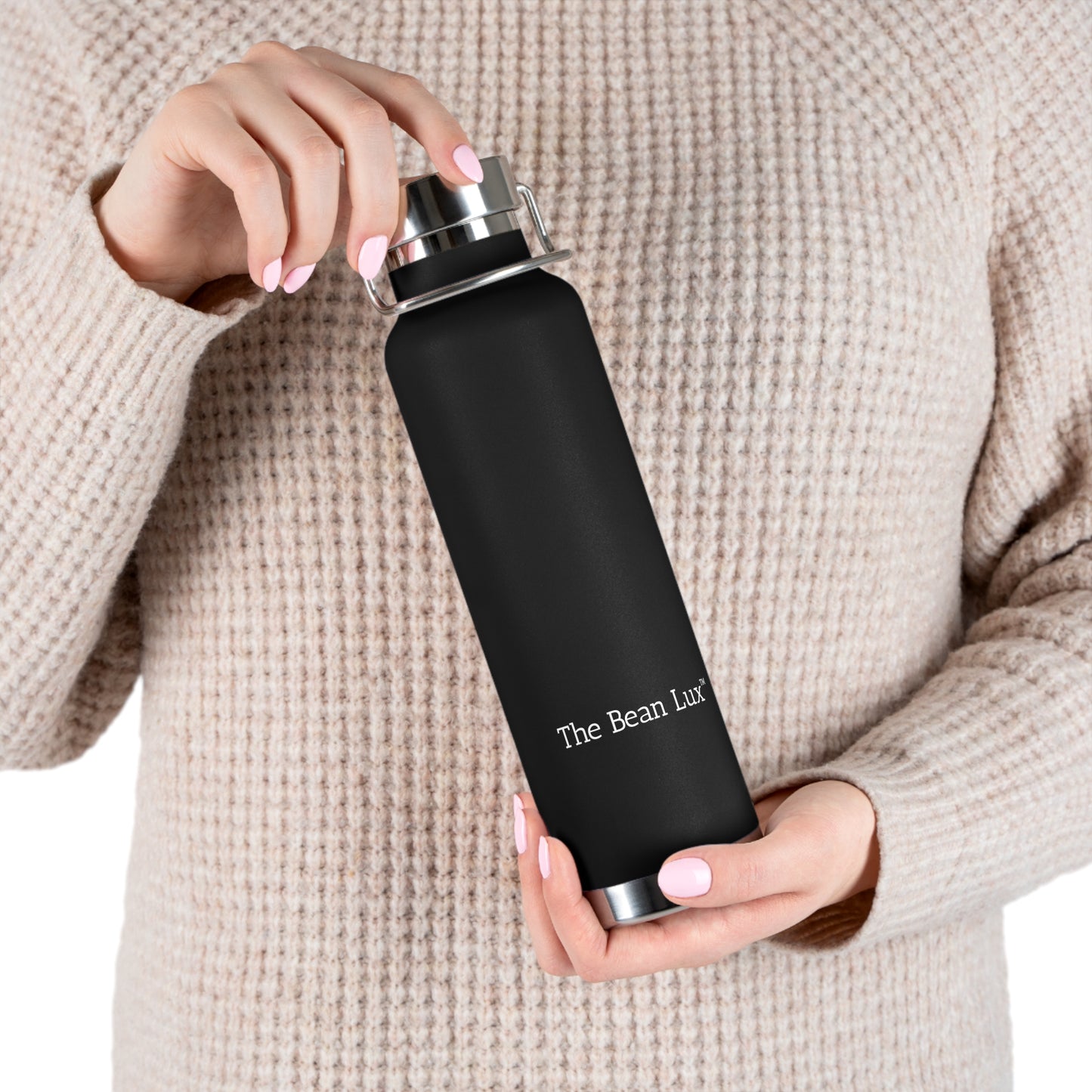 The Bean Lux™ Premium Water Bottle, Copper Vacuum Insulated 22oz - Stylish + Functional, 3 Colors