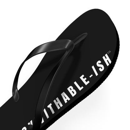 UNF★CKWITHABLE-ISH™ Flip Flops Black, White/Purple Star