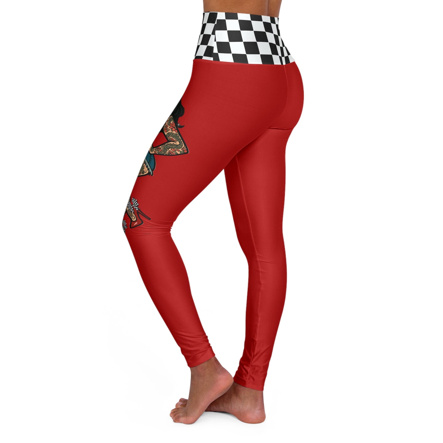 Rebel Tattoo Babe High-Waisted Leggings, Keep Your Head High, Heels Higher