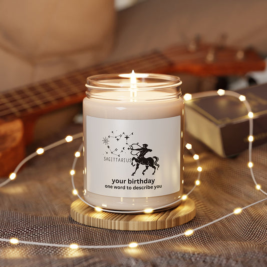 Customized Astrology Scented Soy Candle, Sagittarius Birthday