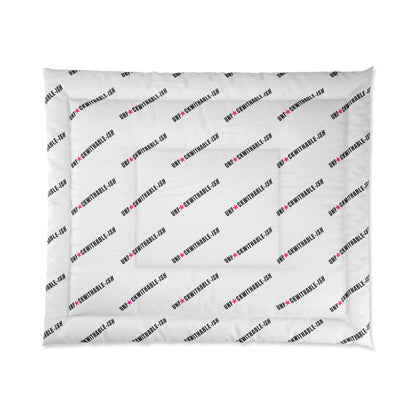 Branded Repeat Logo Comforter — Custom Patterned Bedding with Diagonal Text