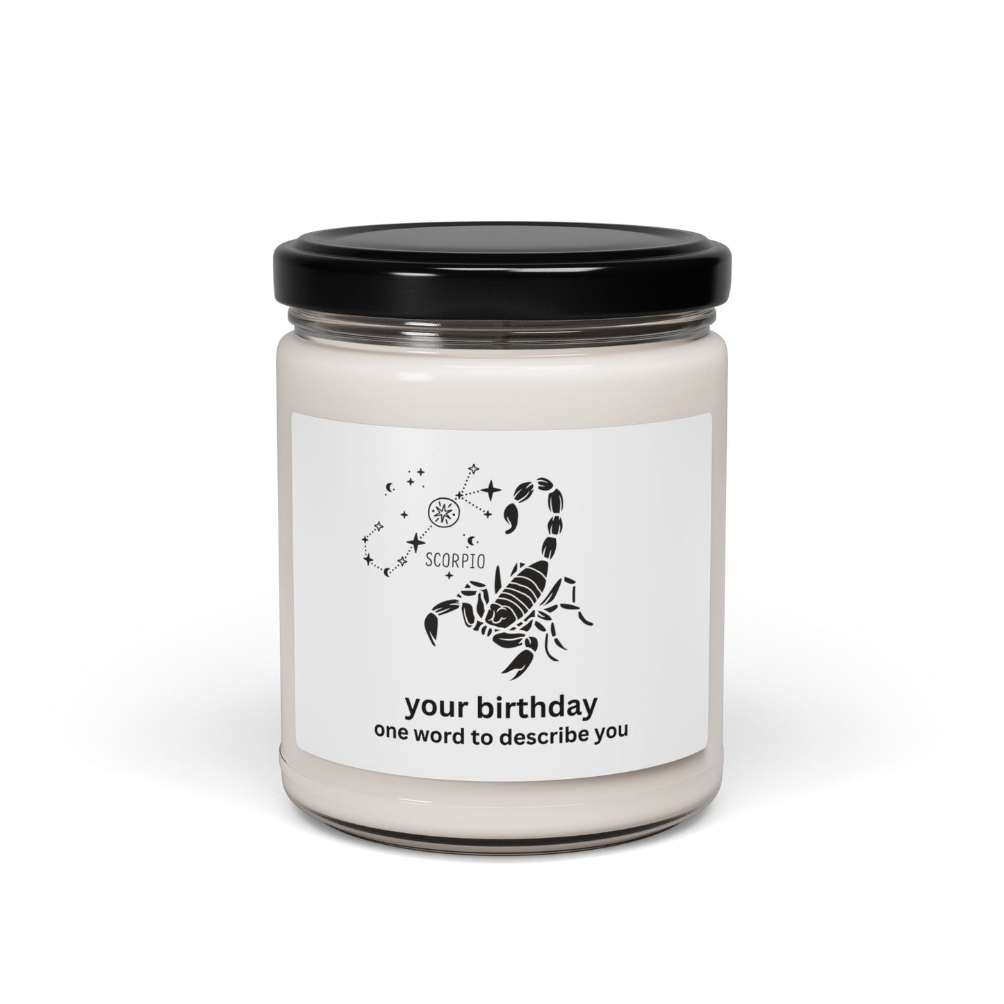 Customized Astrology Scented Soy Candle, Scorpio Birthday