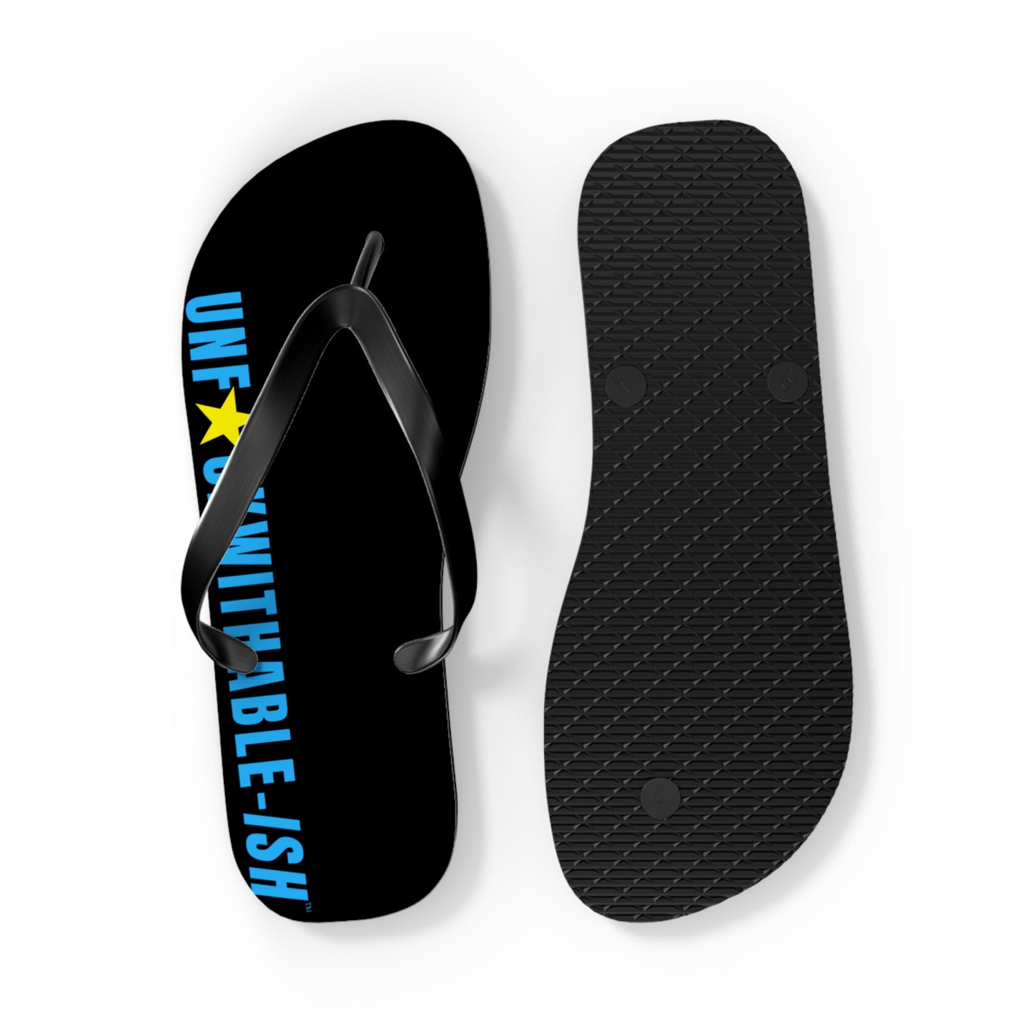 UNF★CKWITHABLE-ISH™ Flip Flops, BlackTeal/Yellow Star