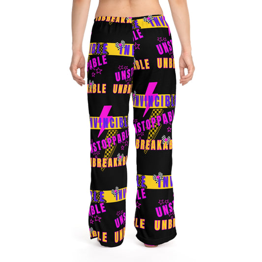 Women's Streetwear Retro Vibe Lounge Pants, Invincible, Unstoppable. Unbreakable