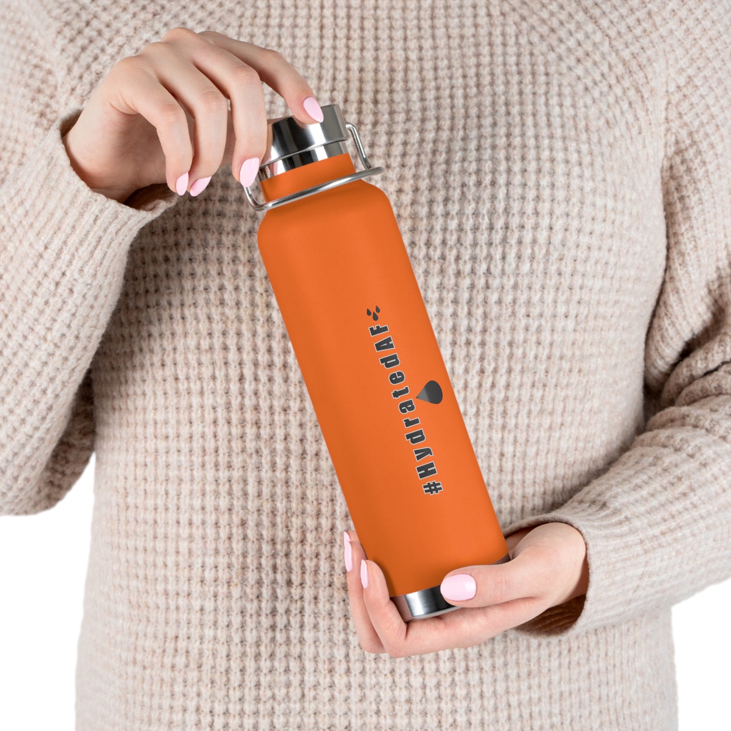 The Bean Lux™ #HydratedAF Custom Copper Vacuum Insulated Water Bottle 22oz, Outdoor Water Bottle, Your Initials