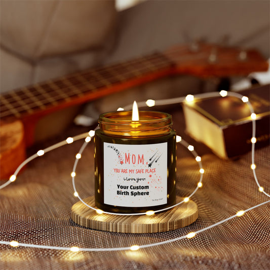 The Bean Grind™ Custom Wax Scented Candle - For Mom, Child's Birth Sphere, Coconut Apricot 4oz, 9oz