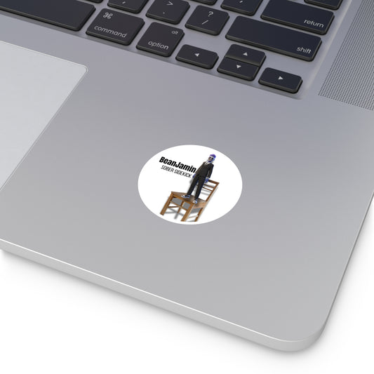 BeanJamin™ Sober Sidekick Round Sticker – ChatGPT Recovery Decal + Custom AI Download