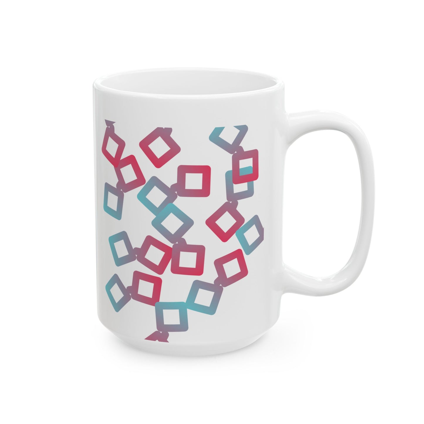 TikTok Inspired Ceramic Mug, Abstract Square Chaos