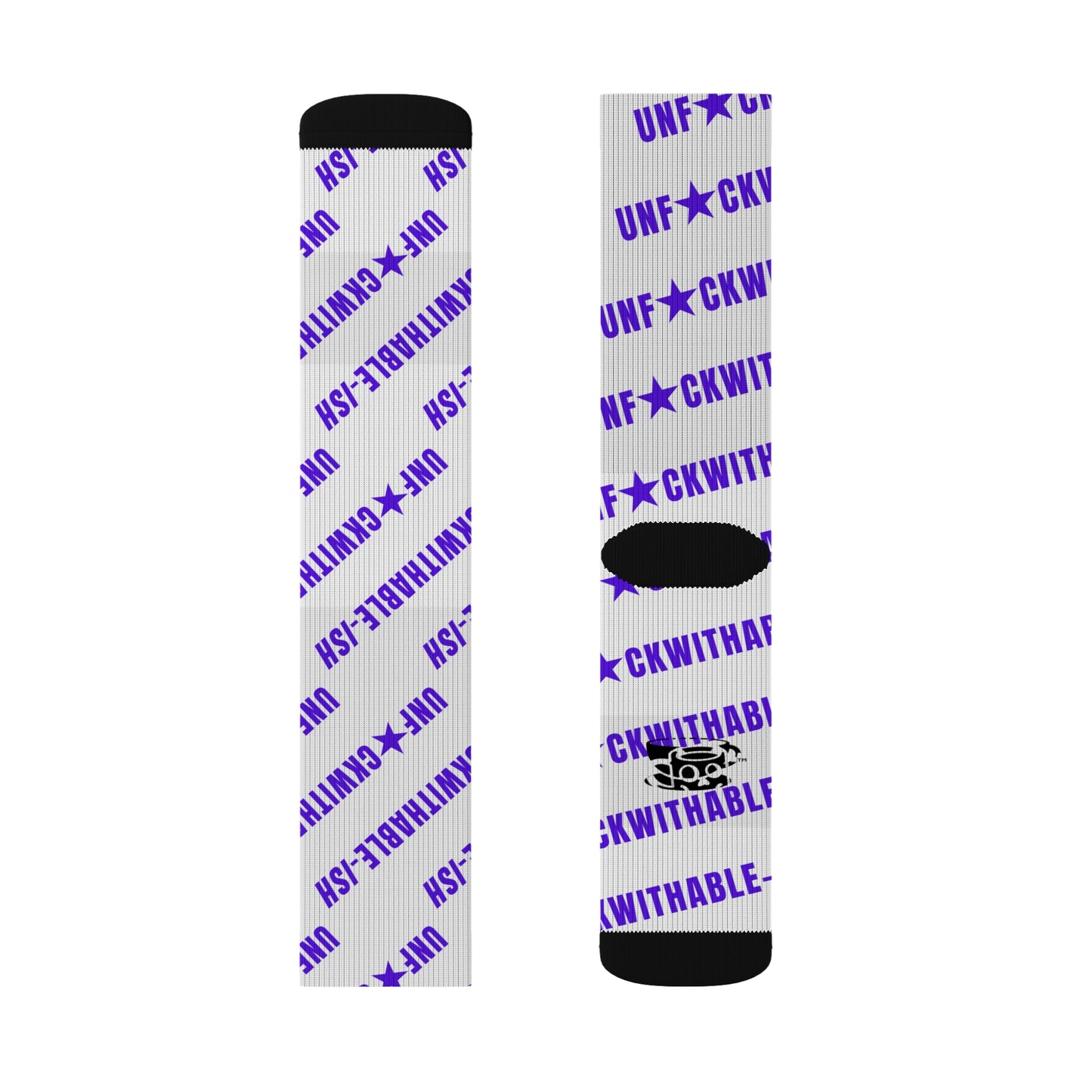 U★ckwithable-ish White & Purple Recycled Poly Crew Socks