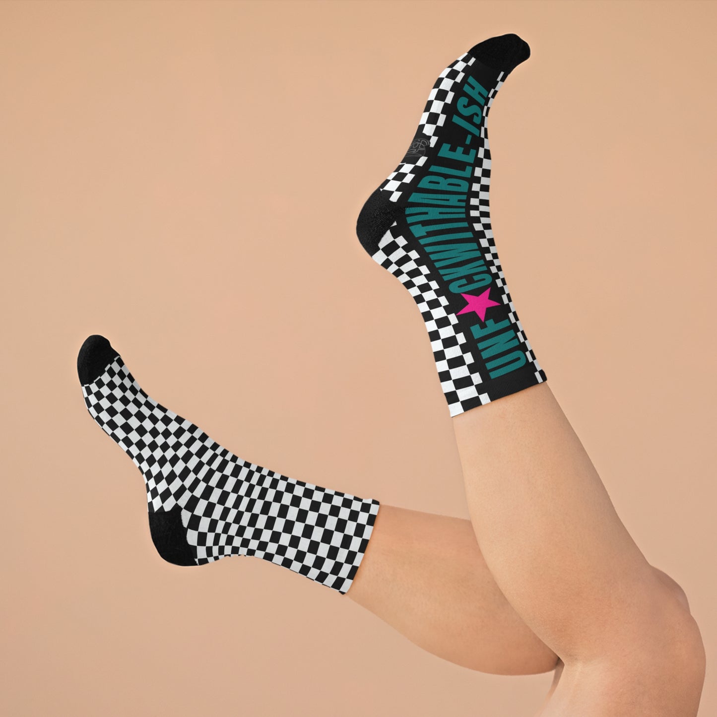 U★ckwithable-ish Retro-Rebel Teal/Hot Pink Recycled Poly Socks