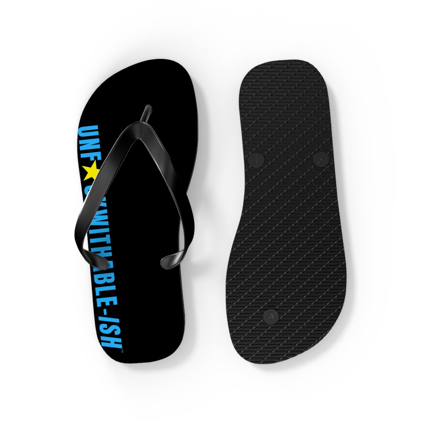 UNF★CKWITHABLE-ISH™ Flip Flops, BlackTeal/Yellow Star