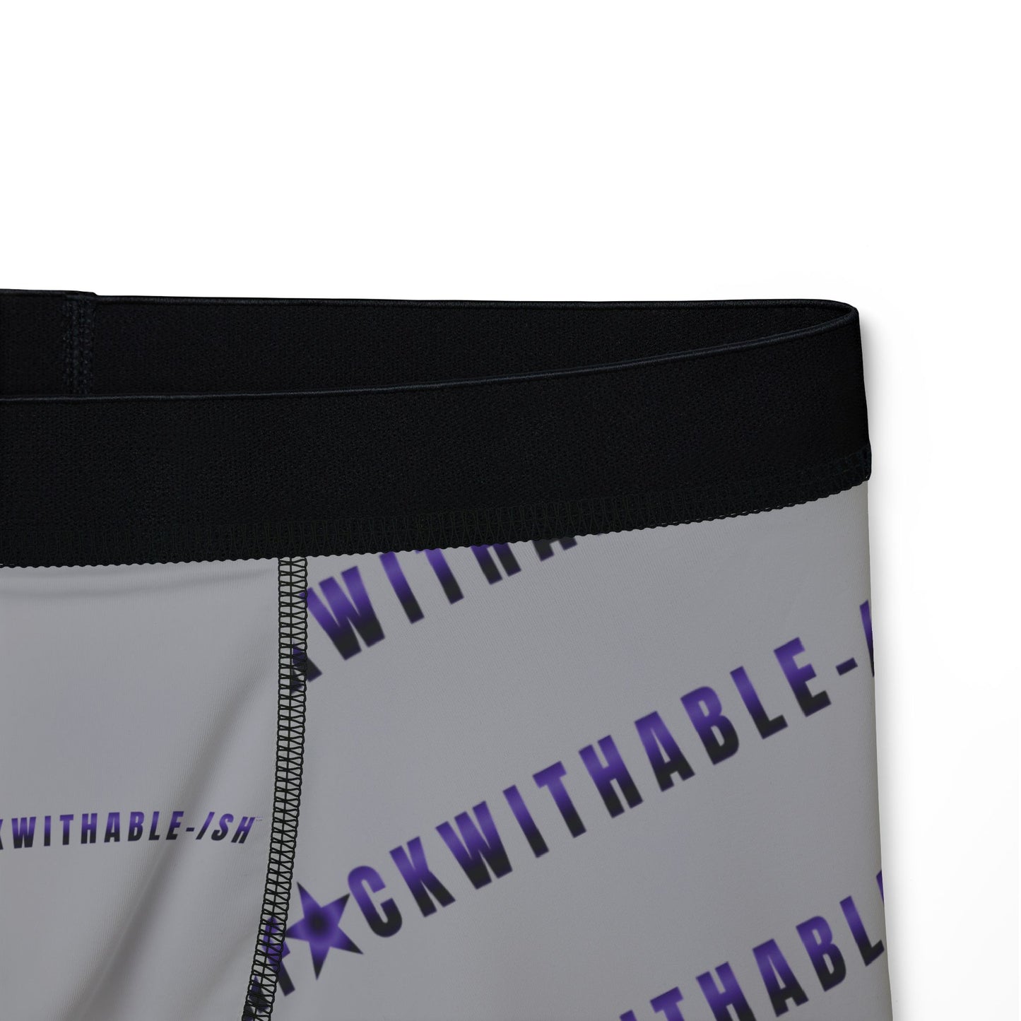 UNF★CKWITHABLE-ISH™ Boxer Briefs – Gray with Purple Star, Chaos Meets Clarity