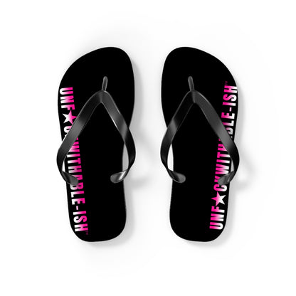 UNF★CKWITHABLE-ISH™ Flip Flops Black/Black/Hot Pink