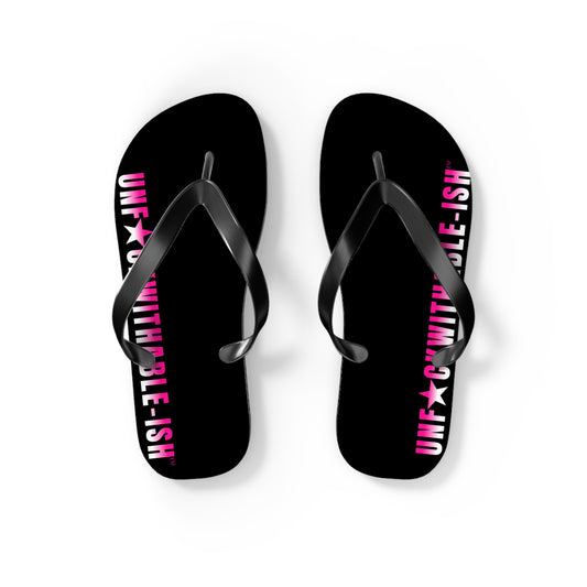 UNF★CKWITHABLE-ISH™ Flip Flops Black/Black/Hot Pink
