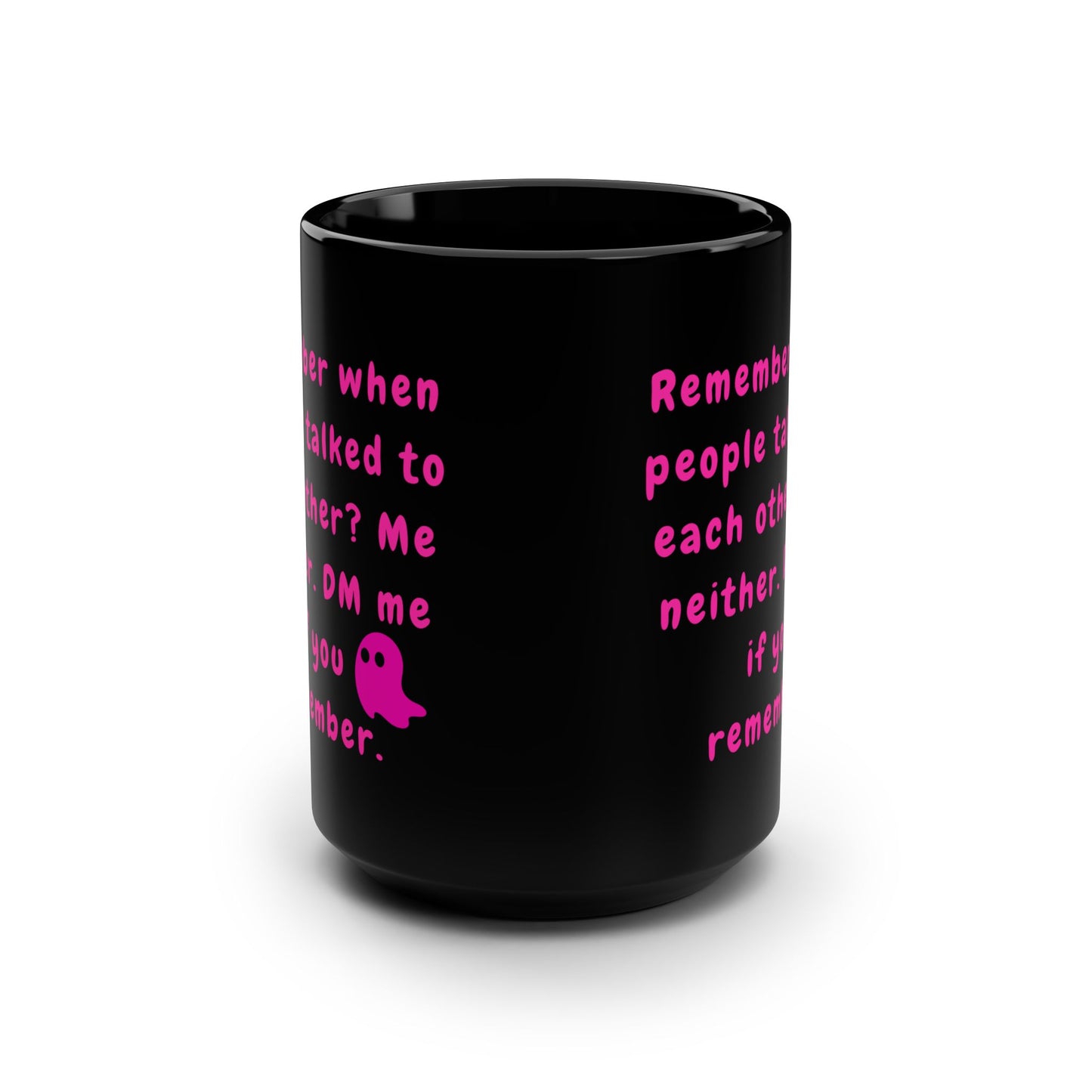 Funny Nostalgic Black Ceramic Mug , 15oz with Playful Ghost Design