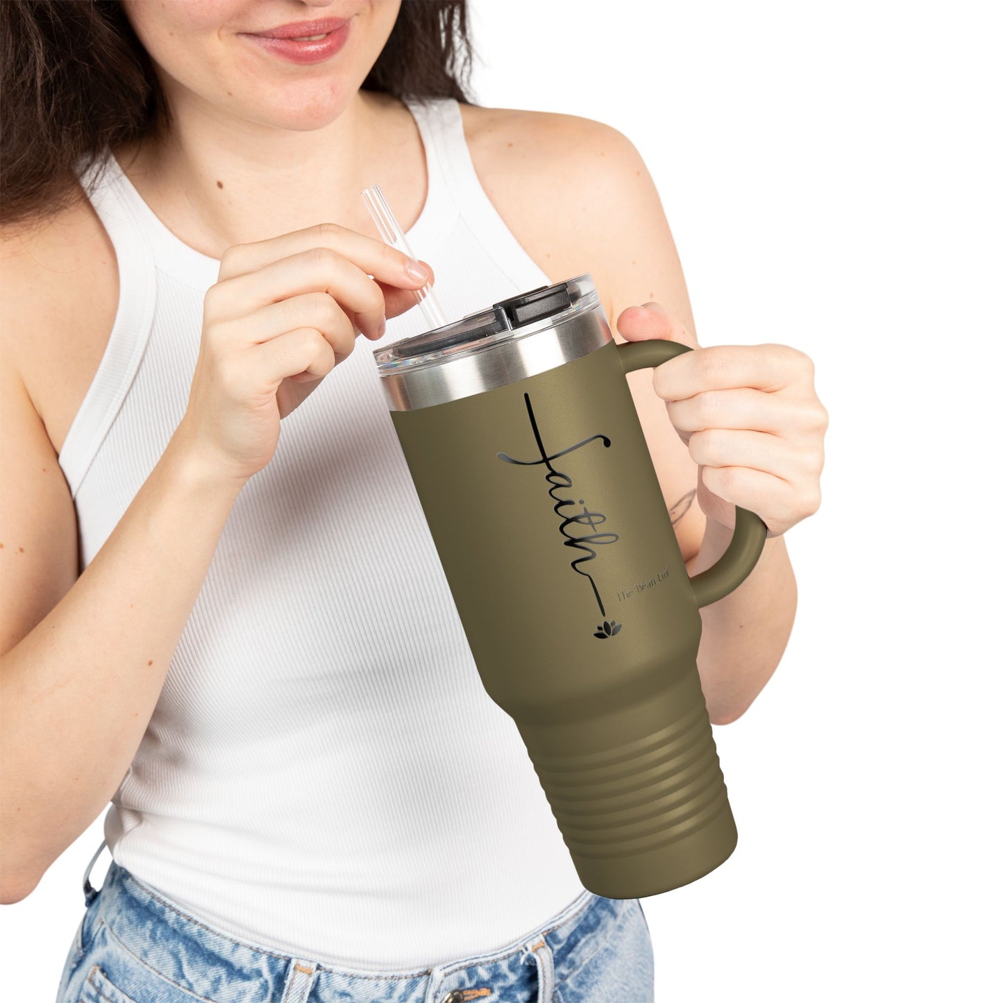 The Bean Lux™ Premium Insulated Travel Mug 40oz, "Faith"- 5 Colors
