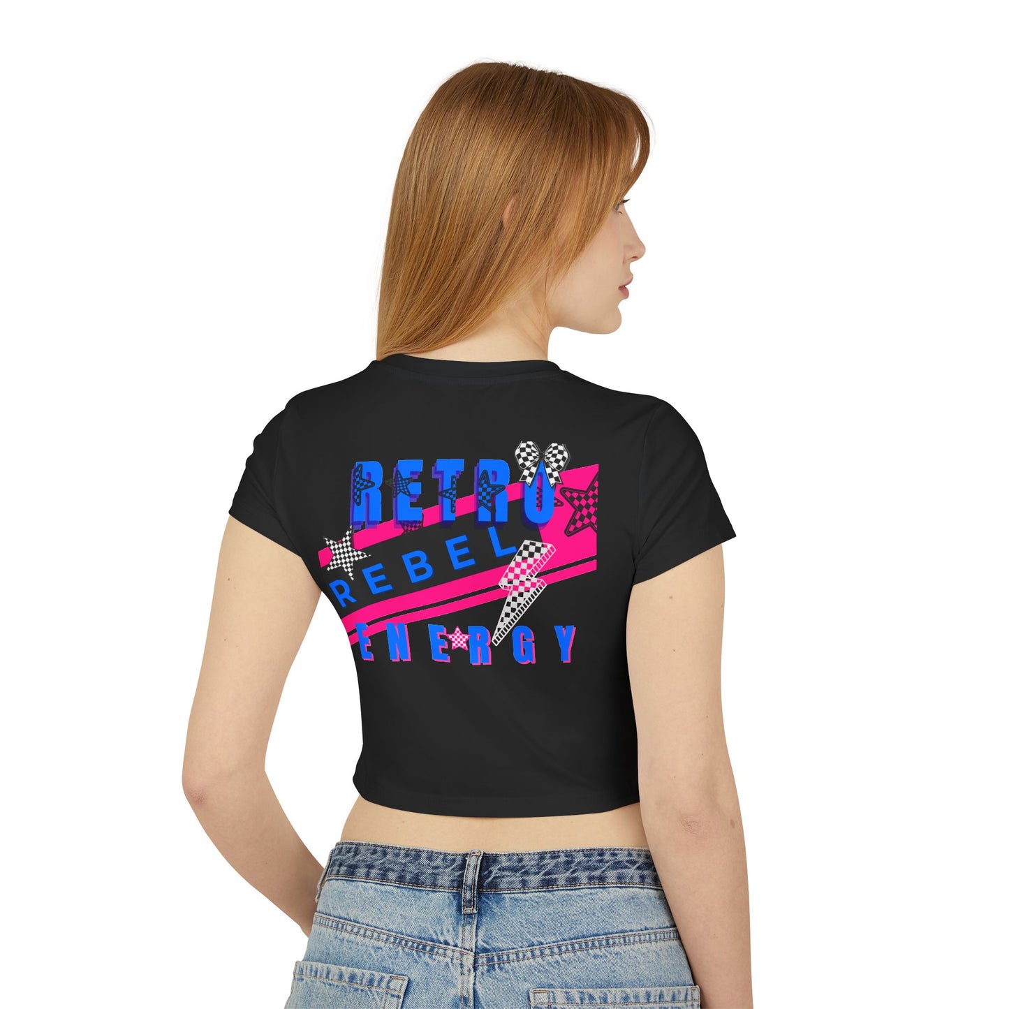 Retro Rebel Women's Baby Tee, Organic Cotton Vintage Graphic Crop Top