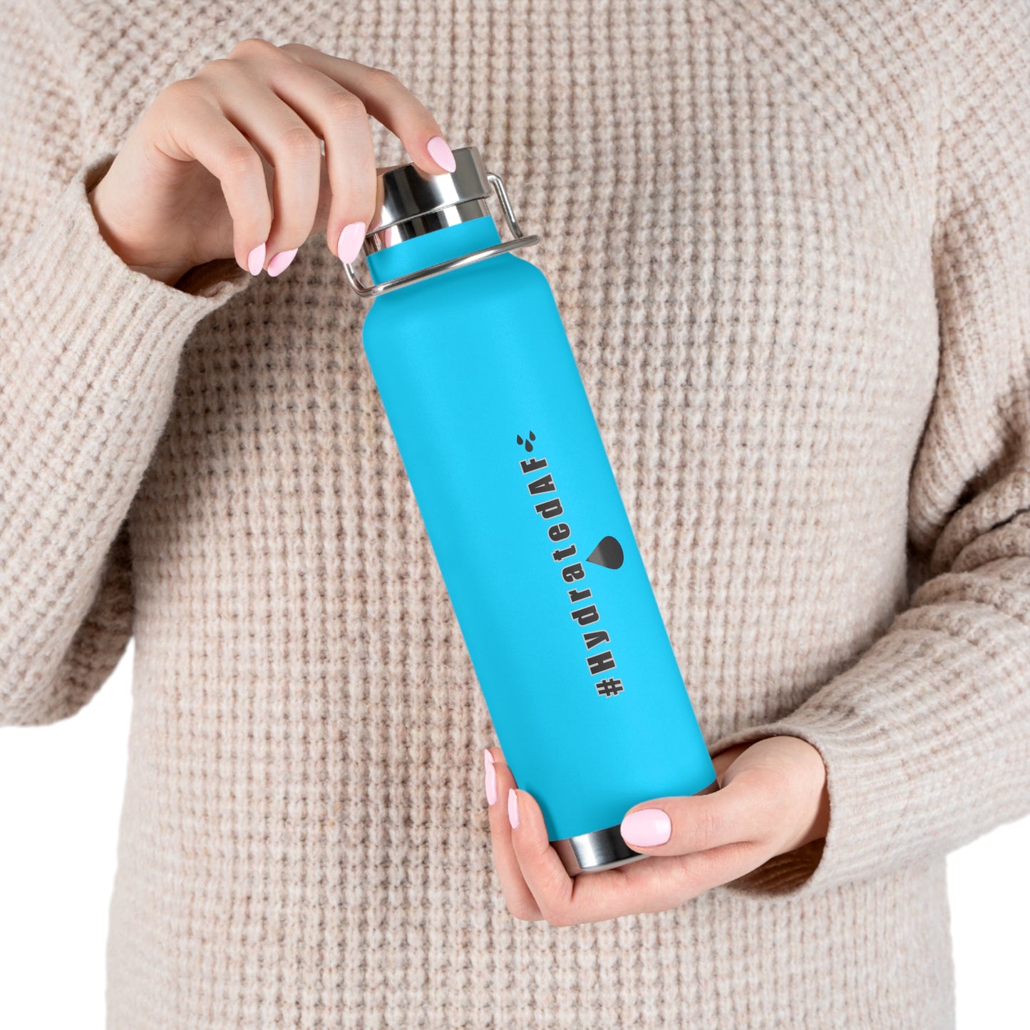 The Bean Lux™ #HydratedAF Custom Copper Vacuum Insulated Water Bottle 22oz, Outdoor Water Bottle, Your Initials