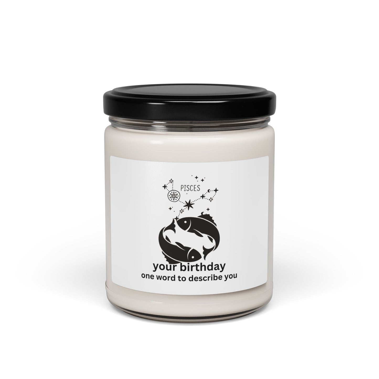 Customized Astrology Scented Soy Candle, Pisces Birthday
