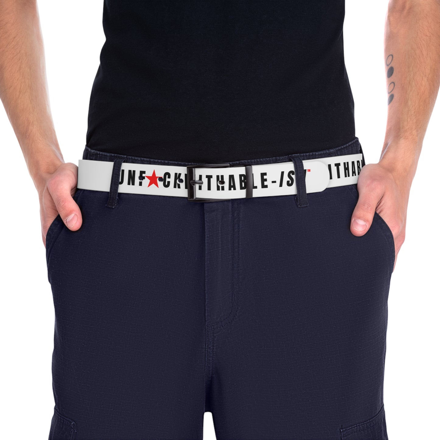 UNF★CKWITHABLE-ISH™ Belt White, Black/Red Star