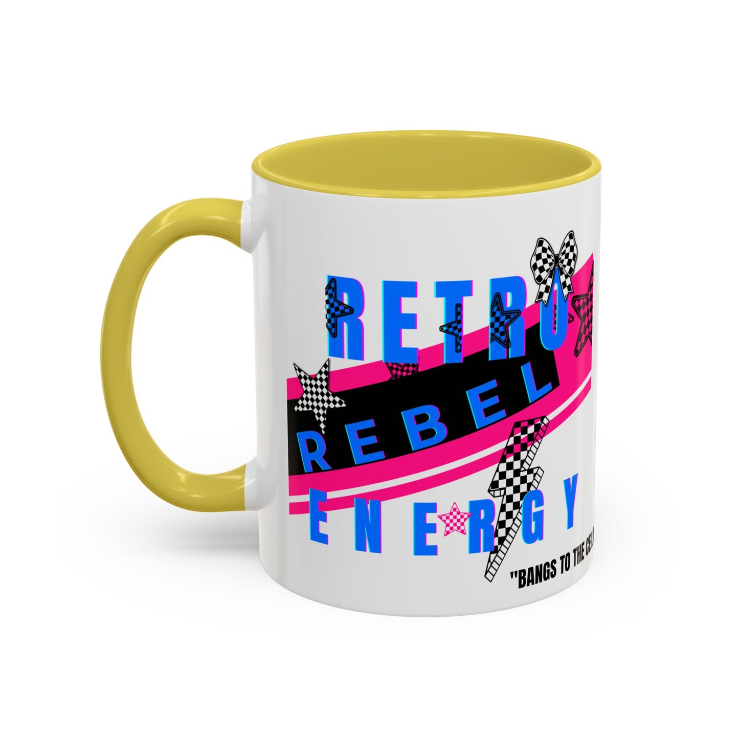 Retro Rebel Mug, 90s Pop Culture Nostalgia, "Bangs to the Ceiling"