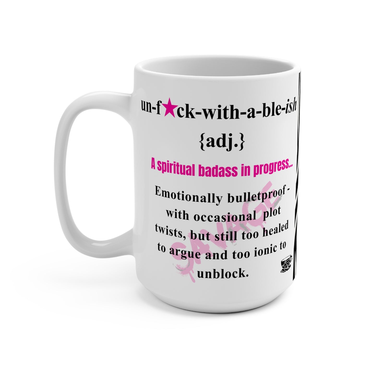 Funny U★ckwithable-ish Retro-Rebel Mug, Hot Pink with Definition