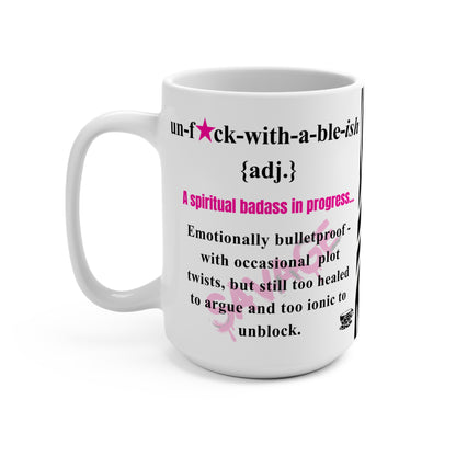 Funny U★ckwithable-ish Retro-Rebel Mug, Hot Pink with Definition