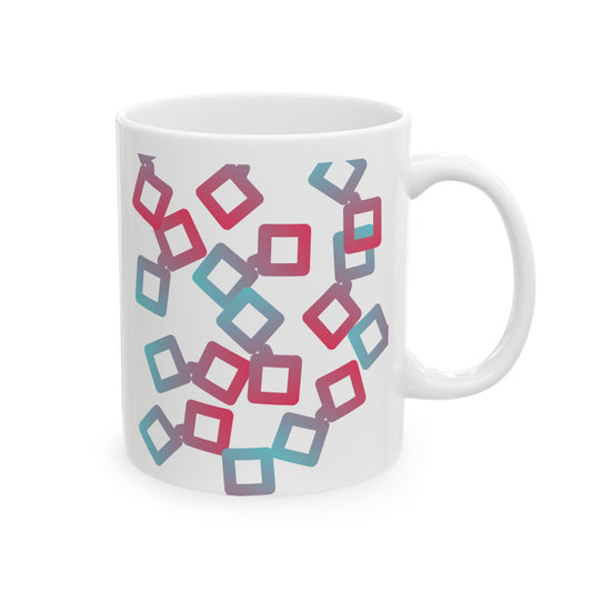 TikTok Inspired Ceramic Mug, Abstract Square Chaos