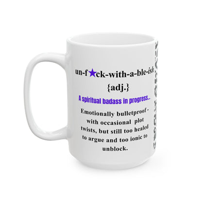 Unf*ckwithable-ish Mug, Recovery Definition with Leopard Print