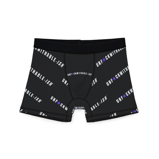 UNF★CKWITHABLE-ISH™ Boxer Briefs – Black + White + Purple Star With More Personality Than Your Ex