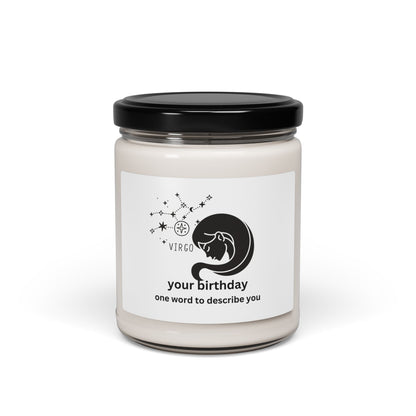 Customized Astrology Scented Soy Candle, Virgo Birthday