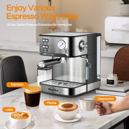 HomeBarista Elite – 20-Bar Stainless Steel Espresso Maker + Frother LOW PRICE