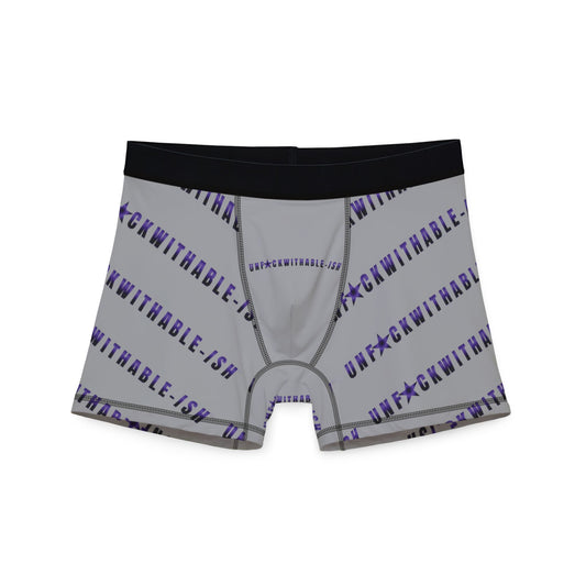 UNF★CKWITHABLE-ISH™ Boxer Briefs – Gray with Purple Star, Chaos Meets Clarity