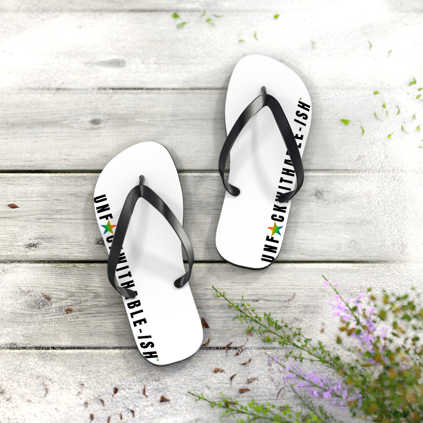 UNF★CKWITHABLE-ISH™ Flip Flops Black/Green Gradient Star