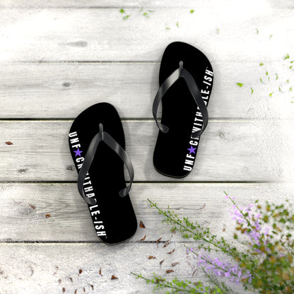 UNF★CKWITHABLE-ISH™ Flip Flops Black, White/Purple Star