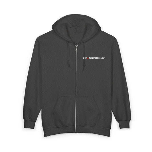 UNF★CKWITHABLE-ISH™ Men’s Zip-Up Hoodie, White/Red Star