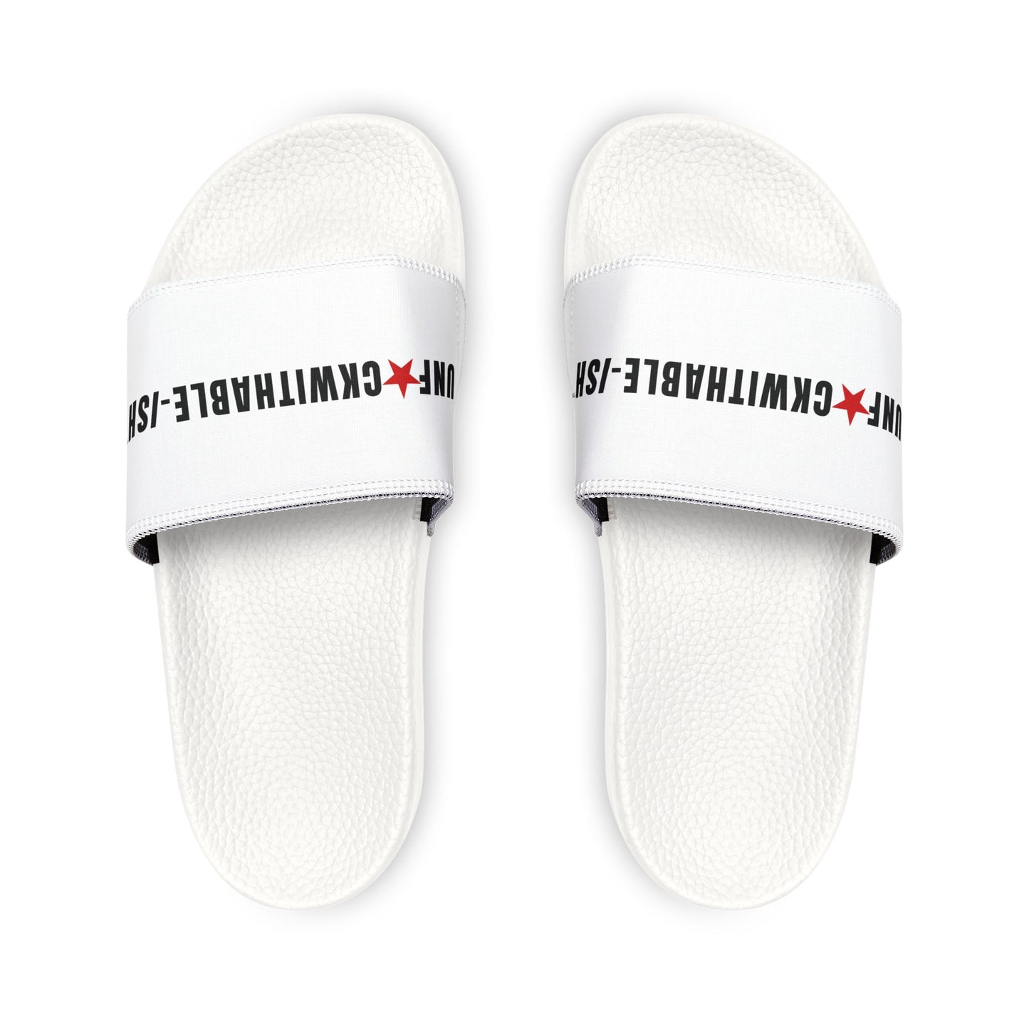 UNF★CKWITHABLE-ISH Men's Adjustable Slides — White/ Red Star Edition