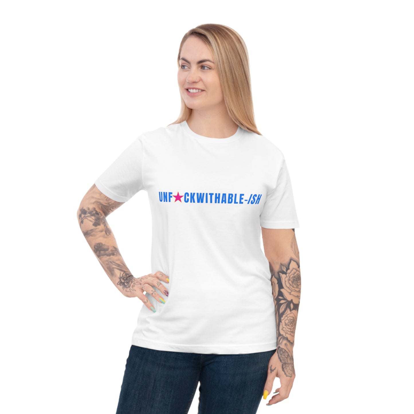 UNF★CKWITHABLE-ISH™ Organic Cotton Classic T-Shirt Black w/ Electric Blue + Hot Pink