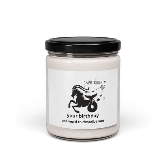 Customized Astrology Scented Soy Candle, Capricorn Birthday