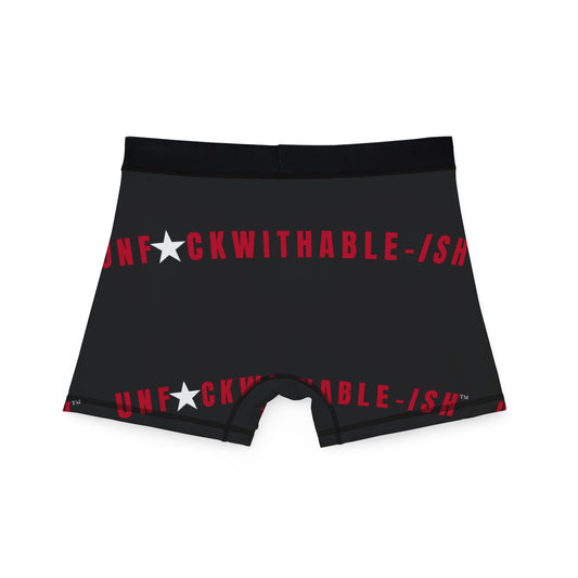UNF★CKWITHABLE-ISH™ Boxer Briefs – Black + Red Bold, I Survived, I Flex, Deal With It