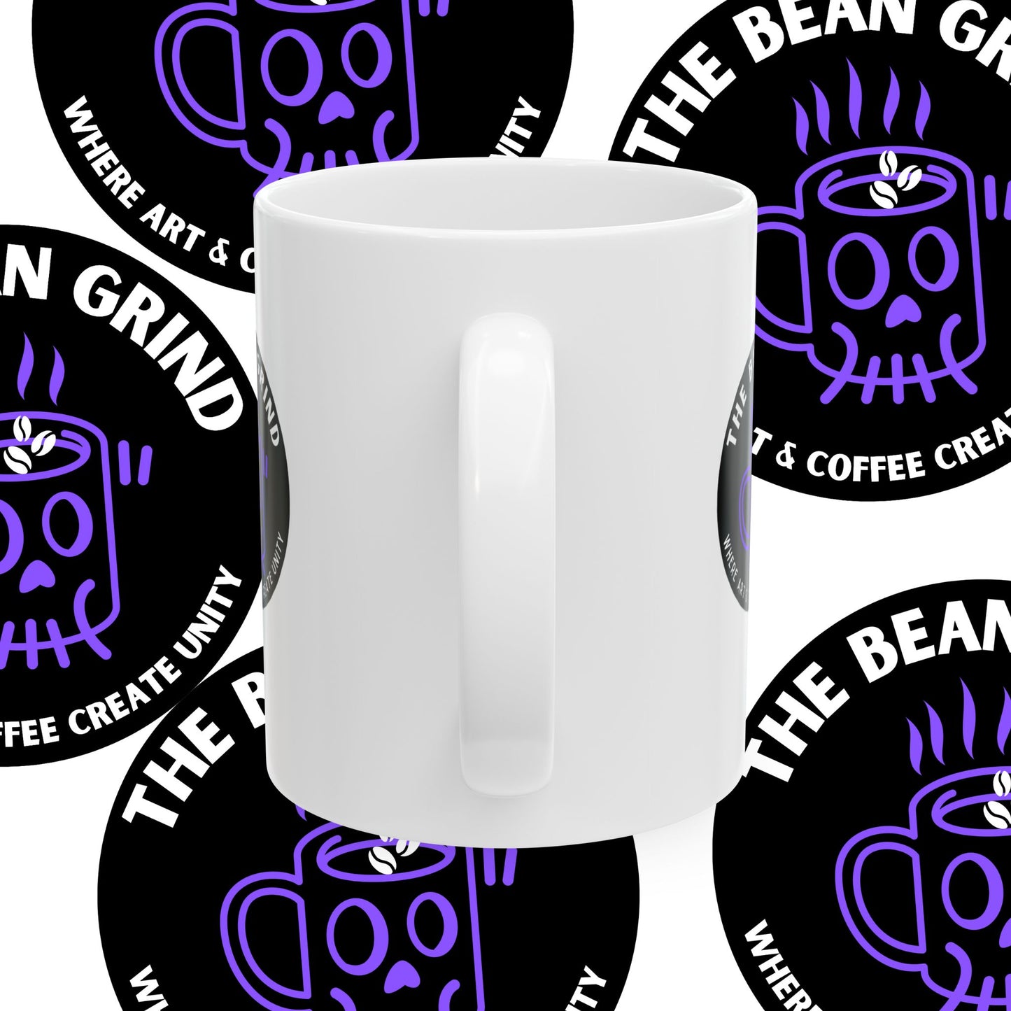The Bean Grind™ Ceramic Mug, Branded Lil' Bean Dude