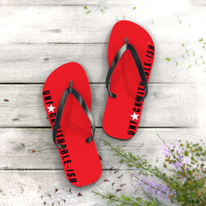 UNF★CKWITHABLE-ISH™ Flip Flops Black, Red/White