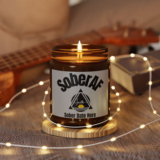 Inspirational SoberAF Soy Candle 9oz Amber Jar, The Recovery Grind Collection