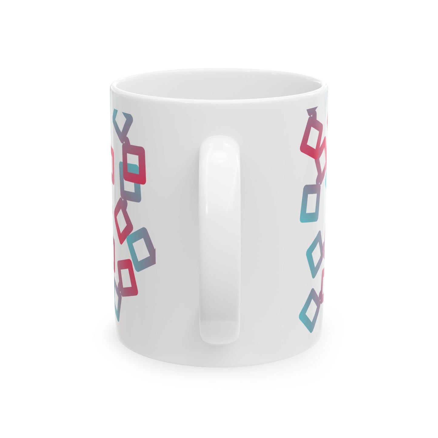 TikTok Inspired Ceramic Mug, Abstract Square Chaos