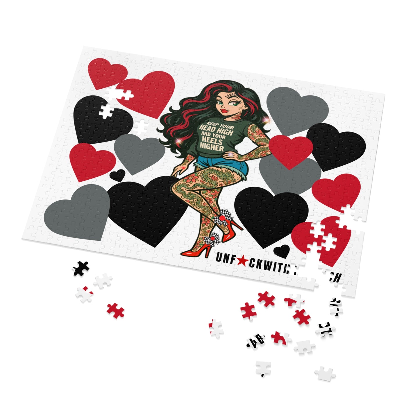 Adult Jigsaw Puzzle, Skarlitt Recovery Queen Tattooed Heart